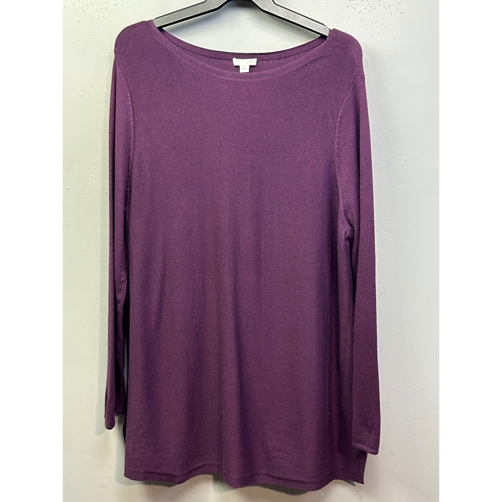 J. Jill Sweater Women XL Purple Tunic Boat Neck Long Sleeve Cotton Blend